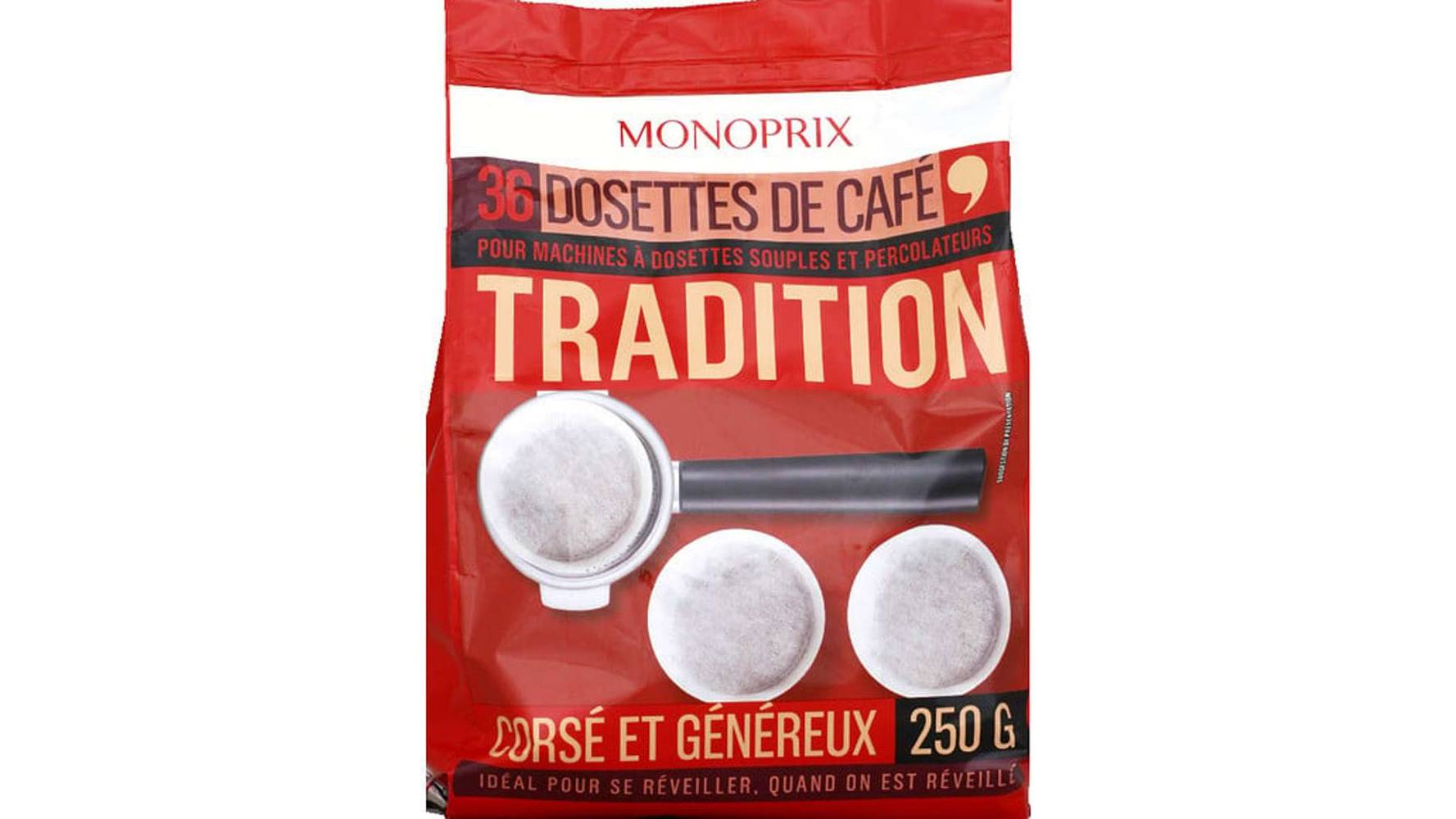 Monoprix Dosettes de café Tradition corsé et généreux Le paquet de 36 - 250 g