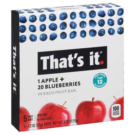 That's It 1 Apple + 20 Blueberries Fruit Bar (5 ct)