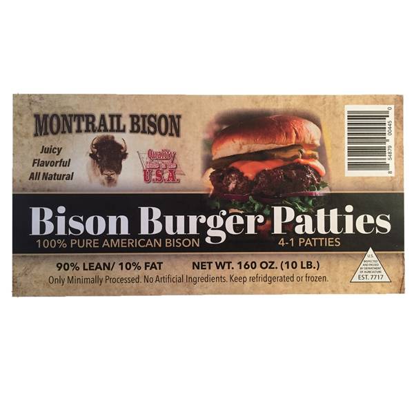 Montrail Bison Burger Patties (160 oz)