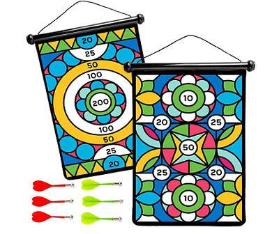 Stained Glass Double-Sided Magnetic Canvas Target Darts Game