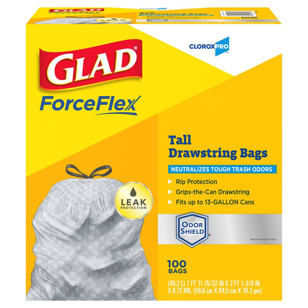 Glad Forceflex 13 Gallon Tall Drawstring Bags (100 ct)