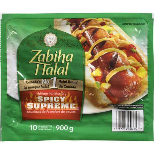 Zabiha halal saucisses de poulet suprêmes épicées (900 g) - spicy supreme chicken frankfurters (900 g)