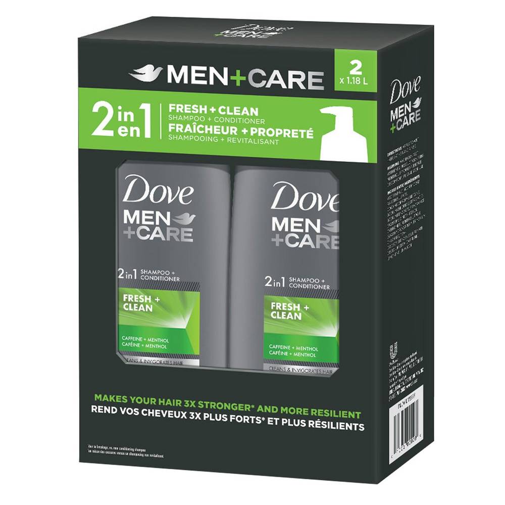 Dove Men+Care Fresh+Clean Shampooing et Revitalisant 2-en-1  (2 x 1.18 L) - Shampoo & Conditioner 2-in-1 (2 x 1.18 L)