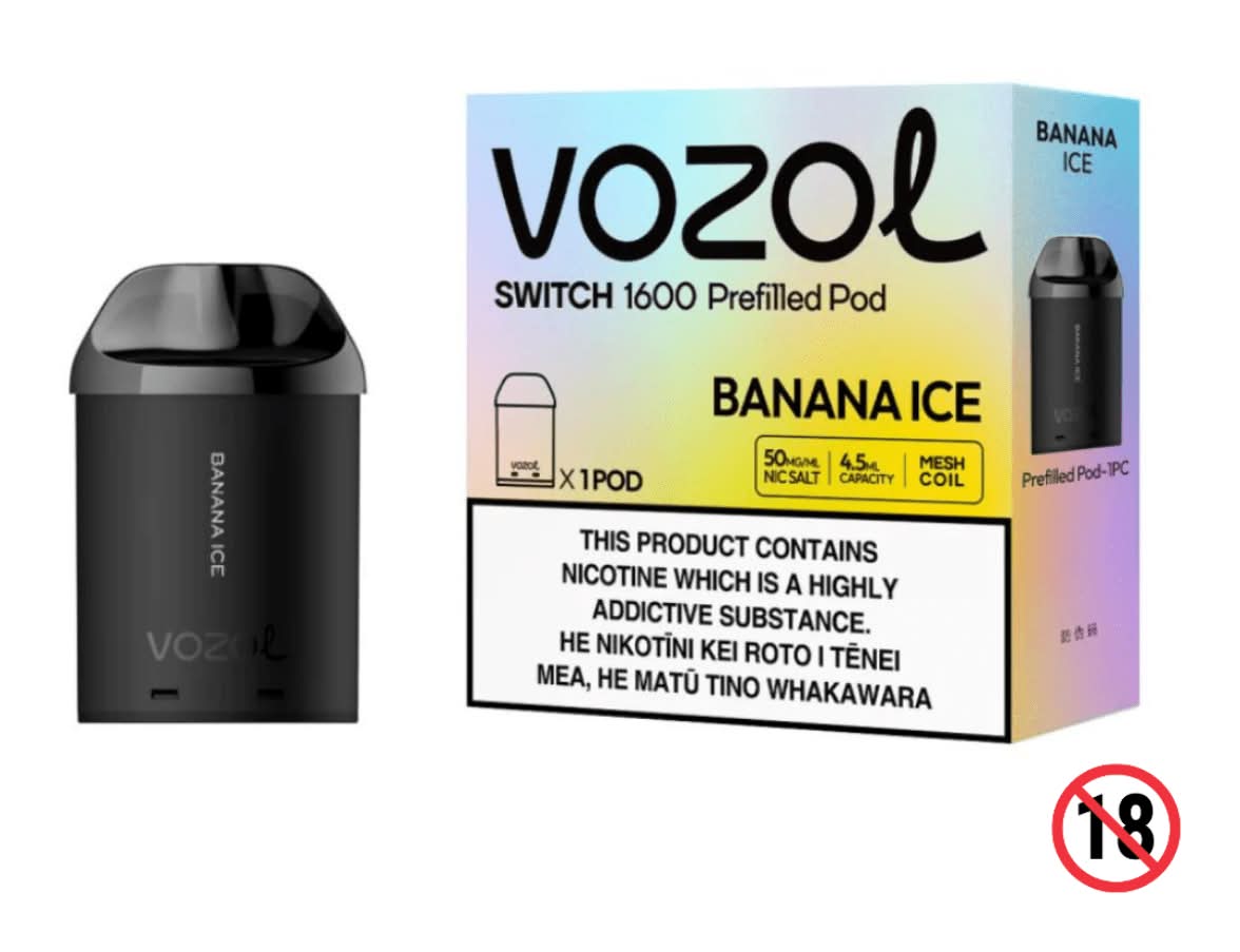 vozol pods near me Vozol switch 1600c prefilled pod 5% - banana ice Delivery Near Me | Order  Online