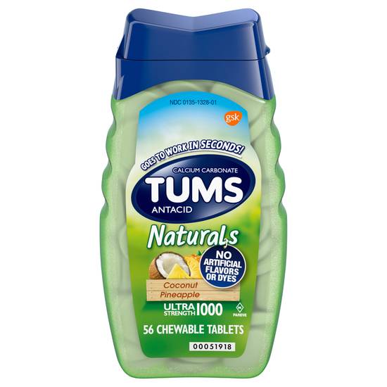 Tums Naturals Coconut Pineapple Ultra Strength Antacid (56 ct)