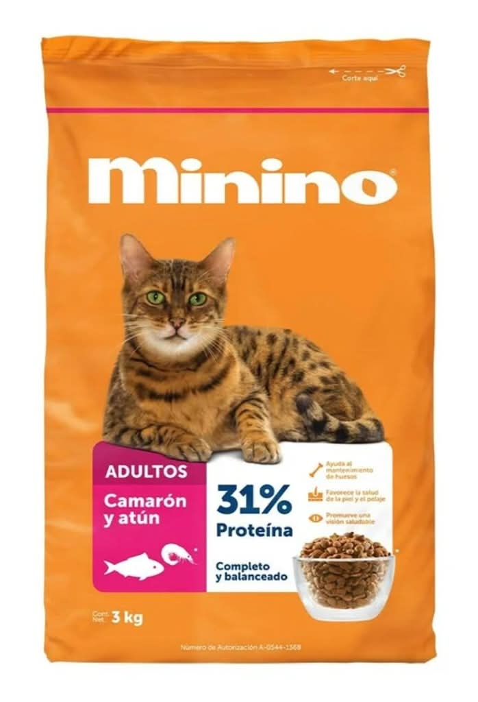 Minino · Alimento gato, camarón/atún (1,3 kg)