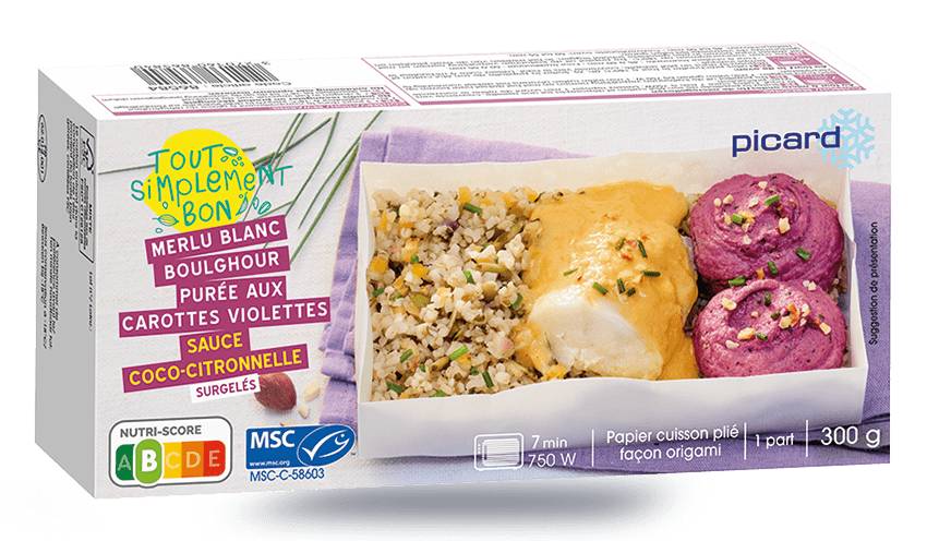 Merlu blanc MSC, boulghour, purée aux carottes