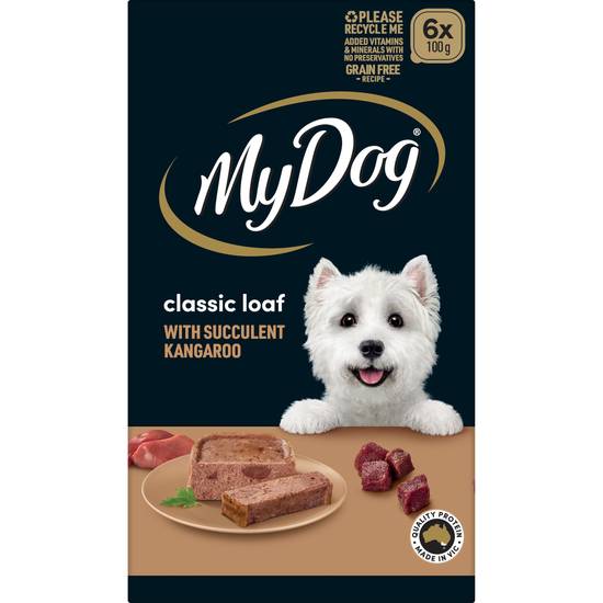 My Dog Adult Wet Dog Food Tasty Kangaroo Meaty Loaf 100g Trays 6 pack