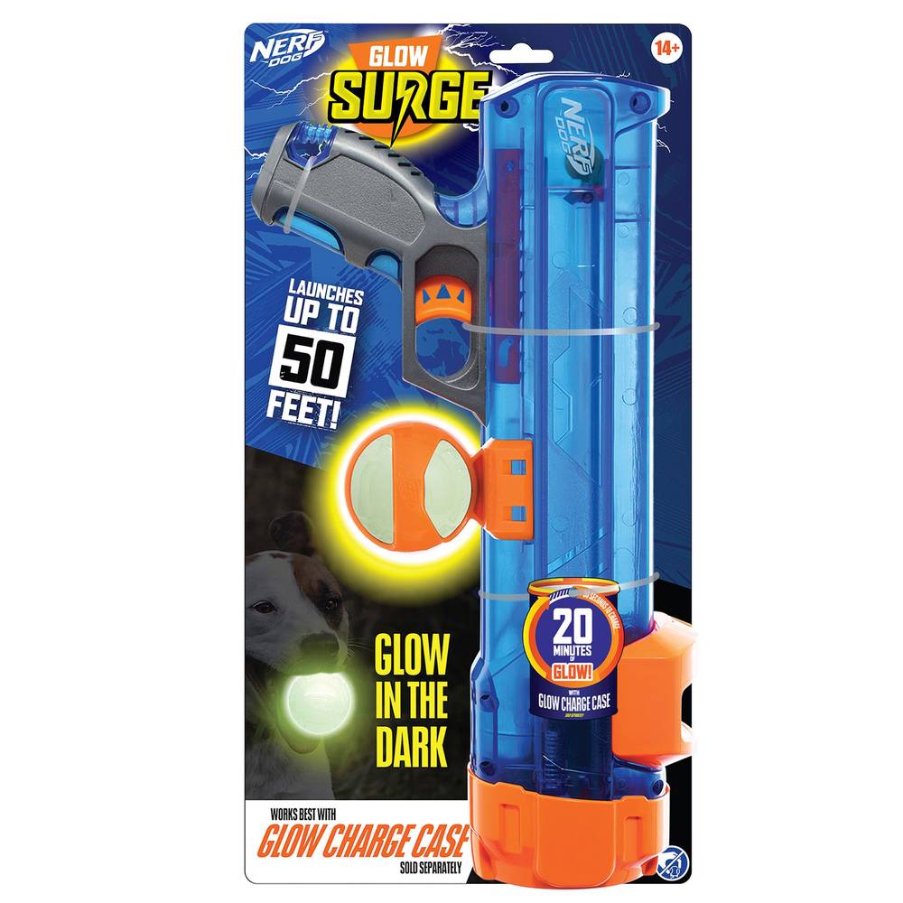 Nerf Dog Glow Surge Translucent Blaster Dog Toy (50 ft/blue)