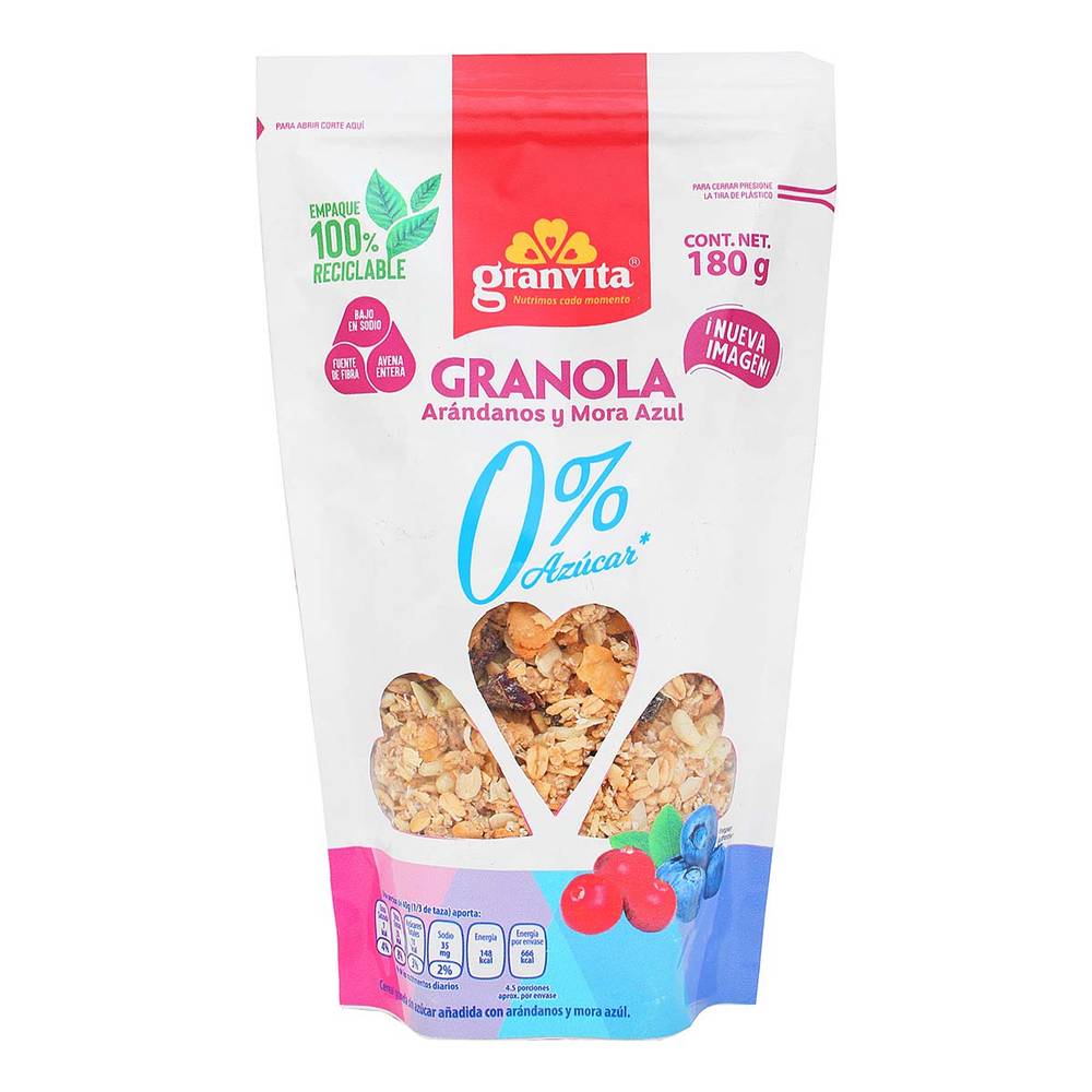Granvita · Granola 0% azúcar cereal con arándanos y mora azul (180 g)