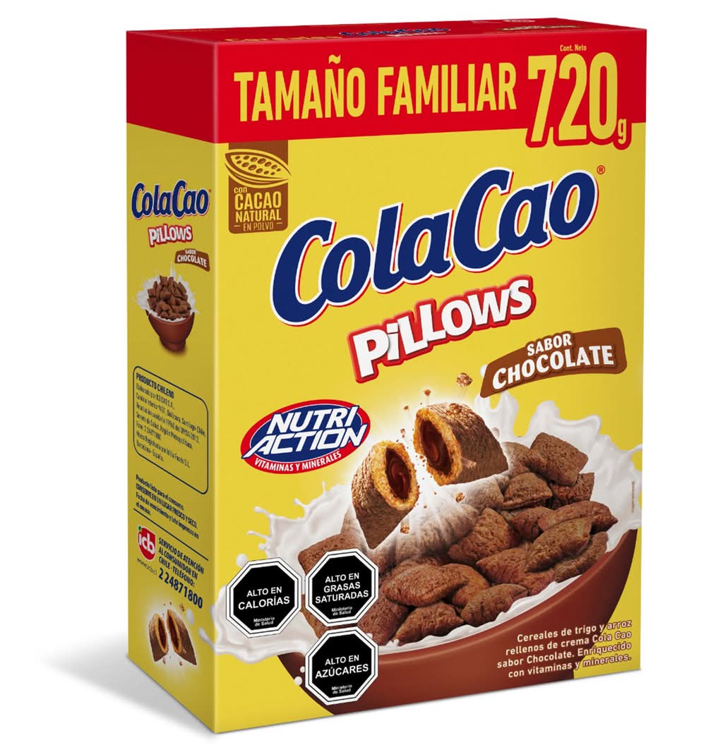 ColaCao · Pillows cereal de trigo y arroz rellenos - Chocolate (720 g)