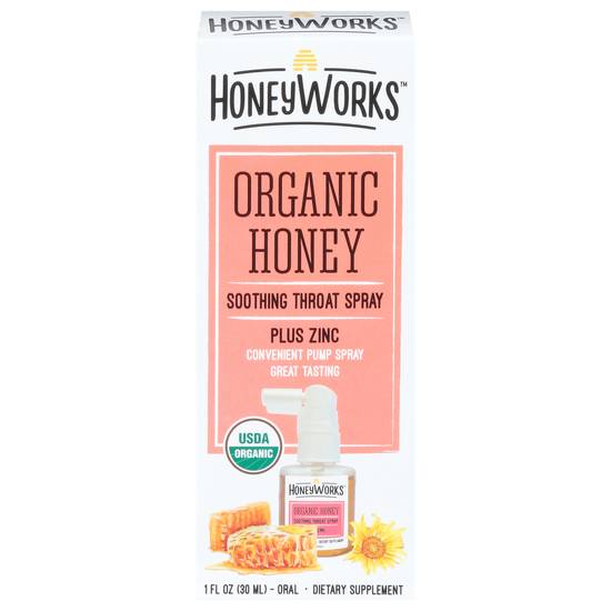 Honey Works Plus Zinc Soothing Organic Honey Throat Spray