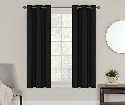 Powell Black Blackout Grommet Curtain Panel Pair, (63")