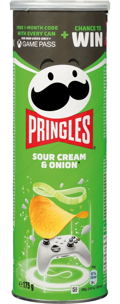 Pringles - Snacks batata sour cream & onion, embalagem de 175g