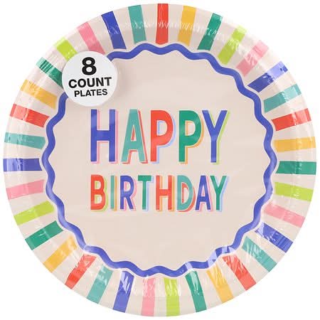 Festive Voice Plates Birthday Large - 8.0 ea