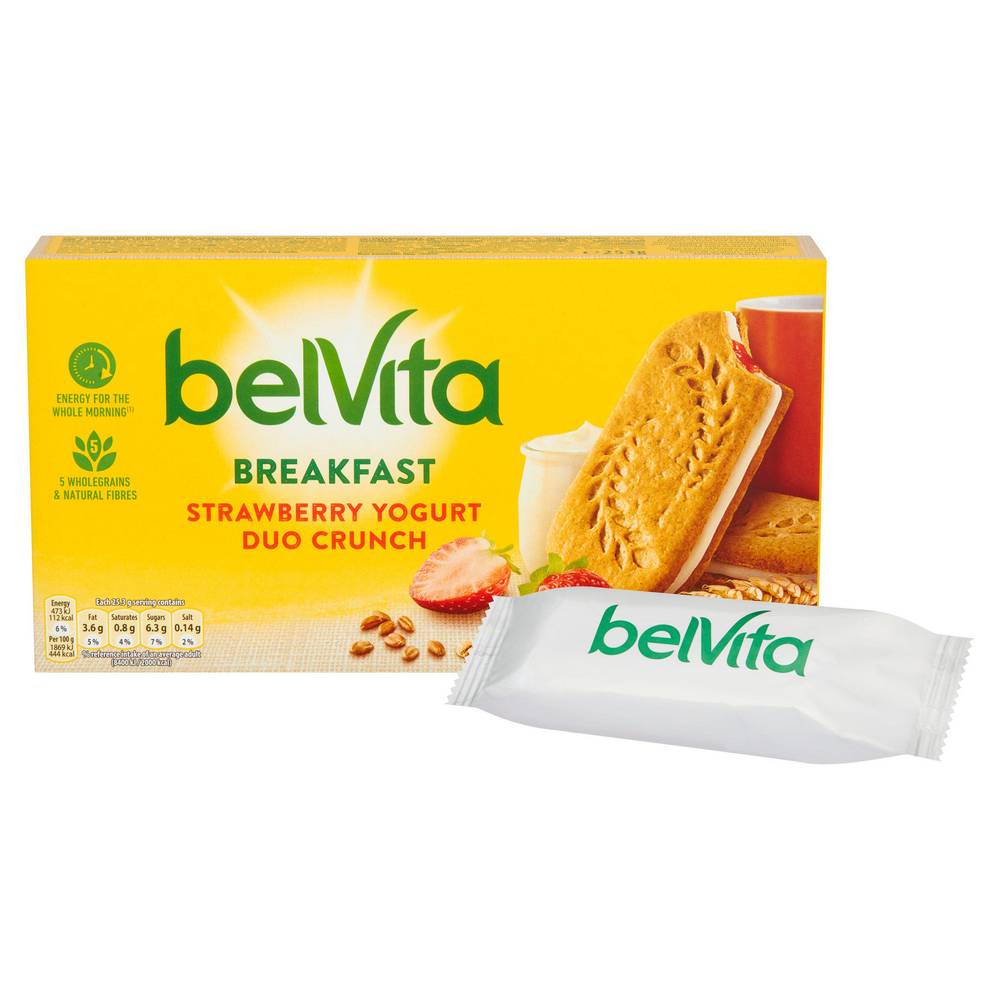 SAVE £1.25 Belvita Breakfast Biscuits Duo Crunch Strawberry & Live Yogurt Multipack 5pk 253g