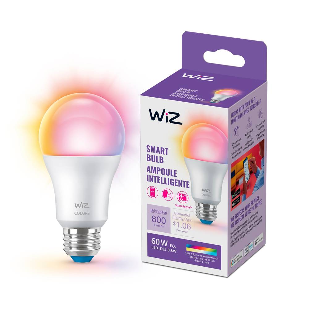 WiZ Color Changing 60-Watt EQ A19 Full Spectrum E26 Dimmable Smart LED General Purpose Light Bulb | 603449