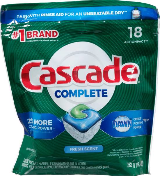 Cascade Complete Actionpacs Fresh Scent Dishwasher Detergent