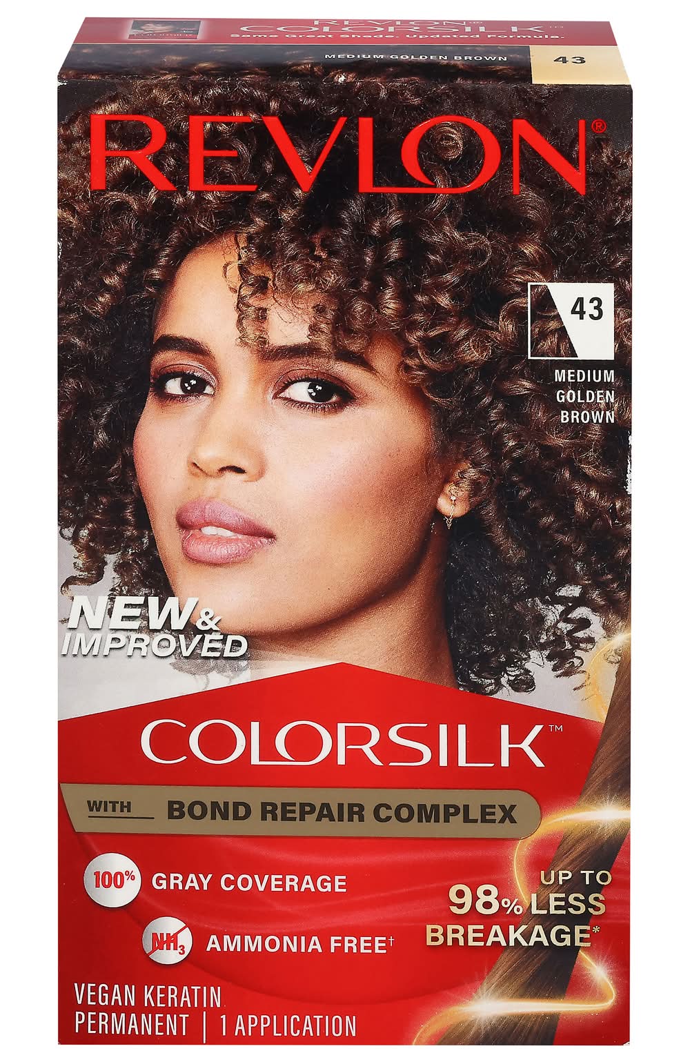 Revlon Colorsilk Beautiful Permanent Hair Color, Medium Golden Brown 43 (4.4 fl oz)