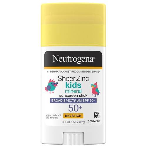 Neutrogena Sheer Zinc Kids Mineral Sunscreen Stick, SPF 50+ Fragrance Free - 1.5 oz