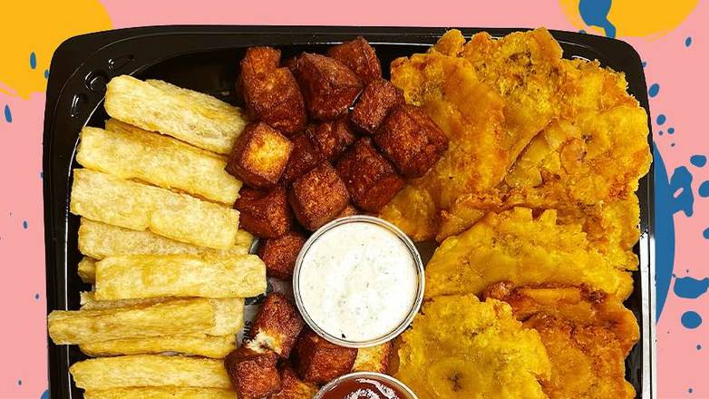 Order Tostones + Yuca + Queso frito food online from Dos Croquetas store, Medley on bringmethat.com