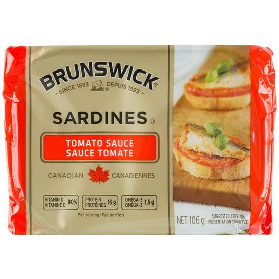 Brunswick sardines canadiennes à la sauce tomate (106 g) - sardines in tomato sauce (106 g)