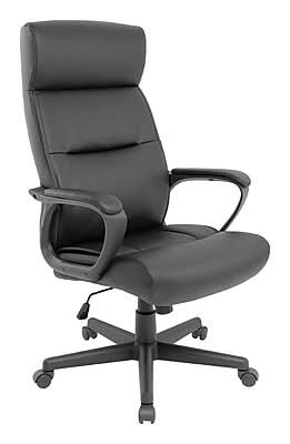 STAPLES Rutherford Ergonomic Manager & Executive Office Chair, High Back Swivel, Adjustable Height, Luxura Faux Leather, Black