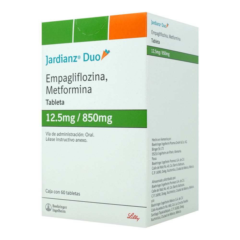 Lilly jardianz duo tabletas 12.5 mg/850 mg (60 piezas)
