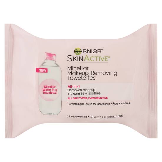 Garnier Micellar All-In-1 Makeup Removing Towelettes, (25 ct)