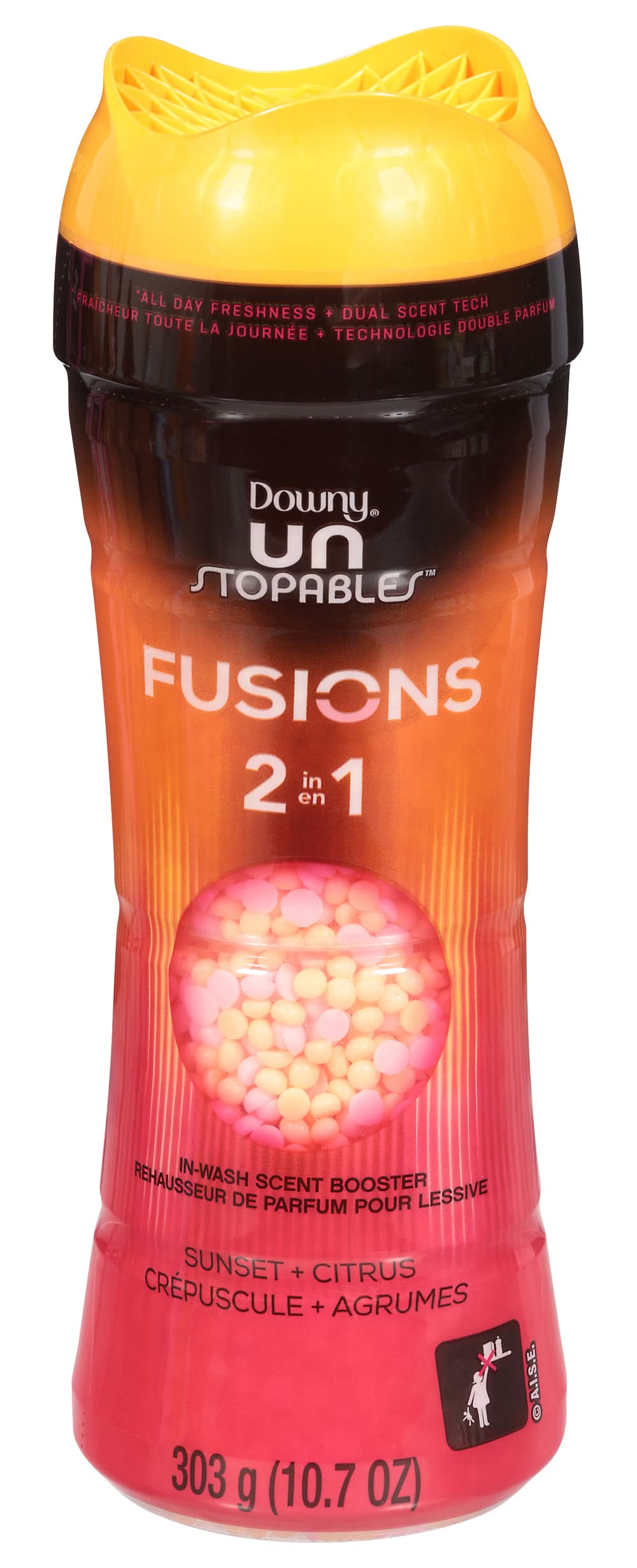 Downy Unstopables Fusions 2 in 1 In-Wash Scent Booster Beads, Sunset Plus Citrus (10.7 oz)