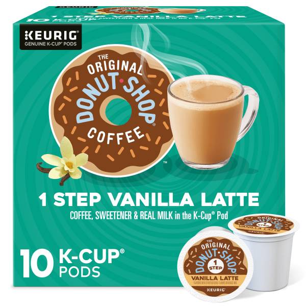 The Original Donut Shop Vanilla Latte Single Serve Coffee K-Cup Pods, Pack Of 10 Pods