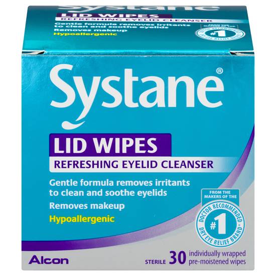 Systane Refreshing Eyelid Cleanser Sterile Pre-Moistened Lid Wipes (30 ct)
