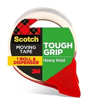 Scotch Tough Grip Moving Packing Tape with Dispenser, 1.88 x 38.2 yds., Clear (3500S-RD)