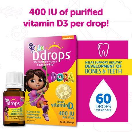 Ddrops Kids Liquid Vitamin D3 Drops 400 Iu (1.7 ml, 60 ct)