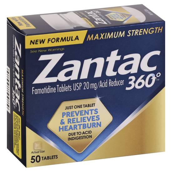 Zantac 360 Maximum Strength Acid Reducer Famotidine (50 tablets)