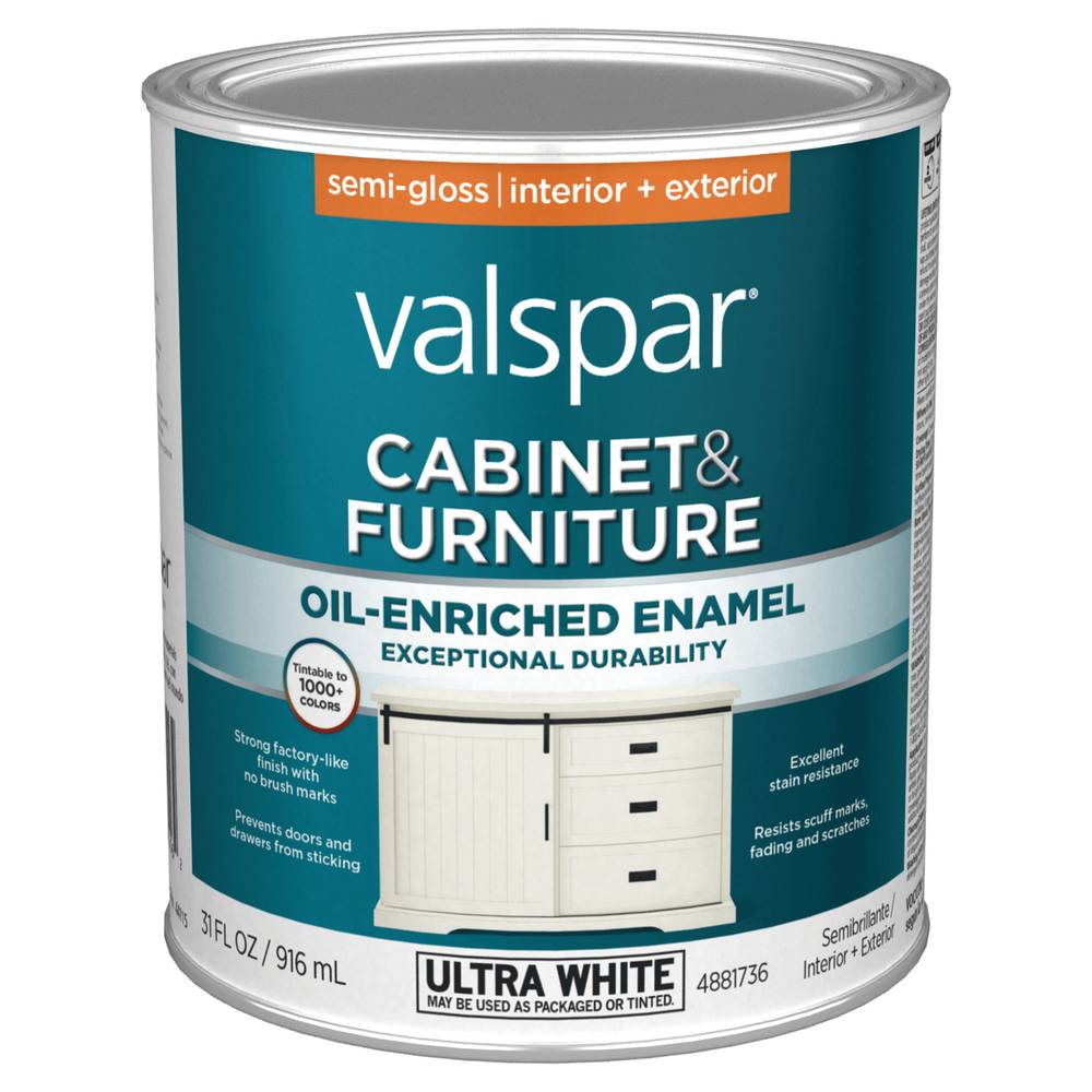 Valspar Semi-gloss Base Tintable Cabinet and Furniture Paint Enamel (1-quart) | 007.4881736.005