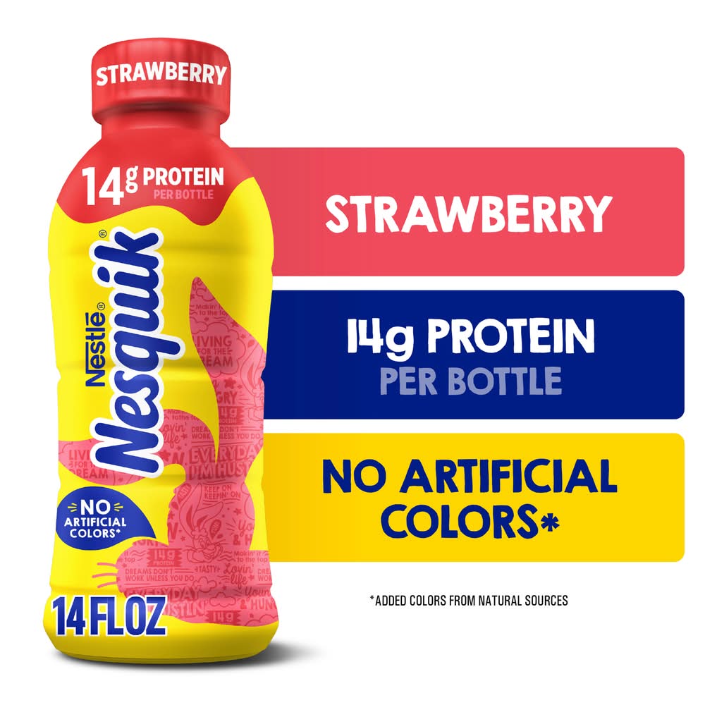 Nesquik Flavored Lowfat Milk, Strawberry (14 fl oz)