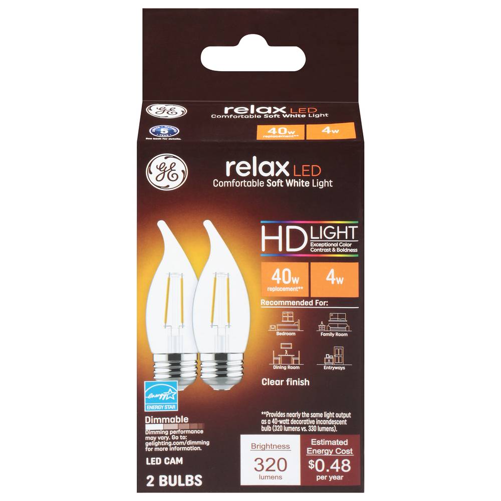 Ge 40w Relax Led Hd Dimmable Light Bulb (2 bulbs)