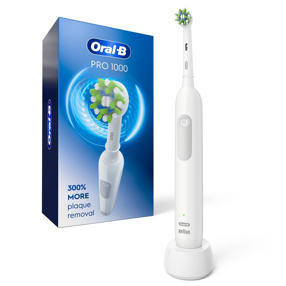 Oral-B Pro 1000 Rechargeable Electric Toothbrush With Crossaction Brush Head, White