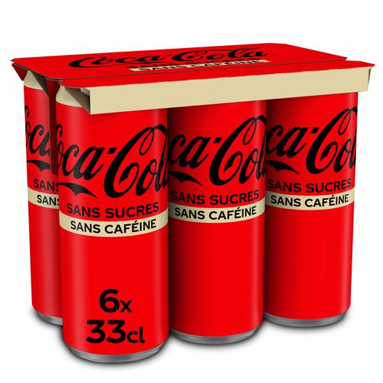 Coca Cola - Boisson rafraîchissante gazéifiée sans sucres et caféine (6 pièces, 330 ml)