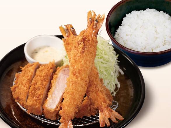 厚切りロースかつ＆有頭大海老フライ（2尾）定食
