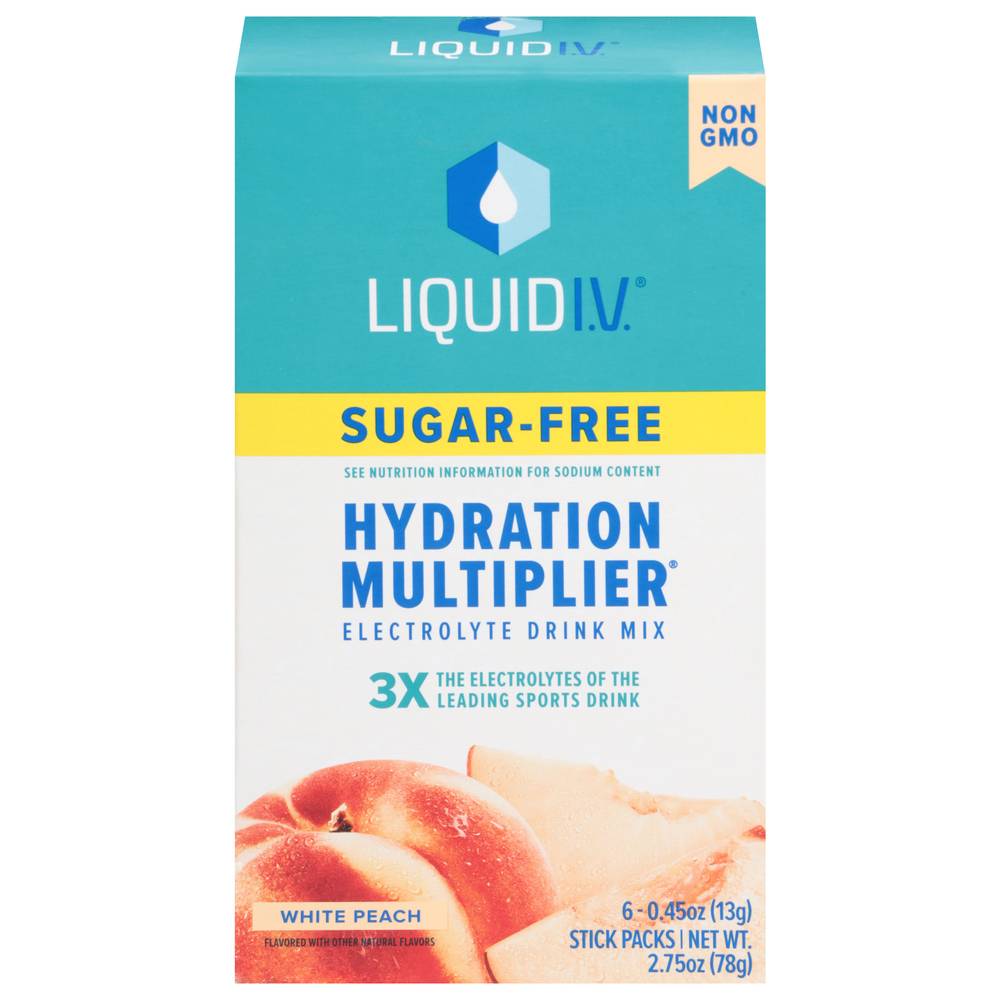 Liquid I.v. Hydration Multiplier - Sugar Free Electrolyte Drink Mix (2.75 oz) (6 ct) ( white peach)