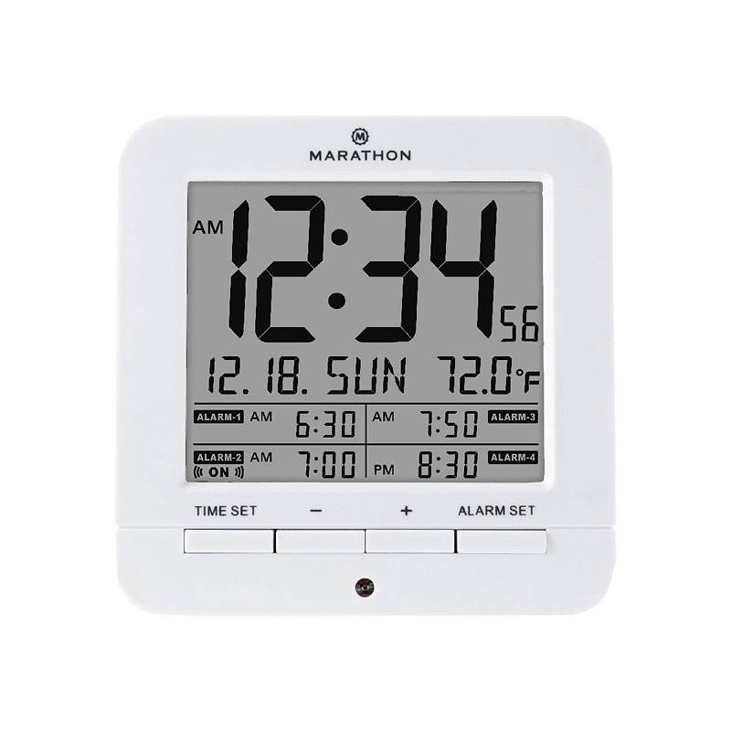 Marathon Digital Medication Reminder Alarm Clock, White