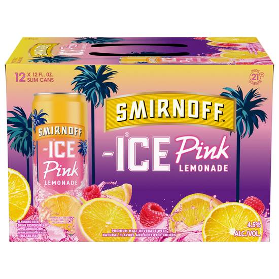 Smirnoff Ice Pink Lemonade Premium Malt Beverage (12 ct, 12 fl oz)
