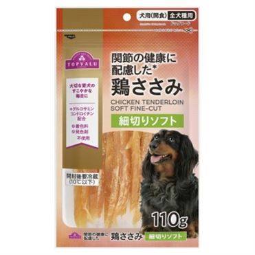 トップバリュ 関節の健康に配慮した鶏ささみ細切りソフト 犬用（間食）全犬種用 ドッグフード 110g