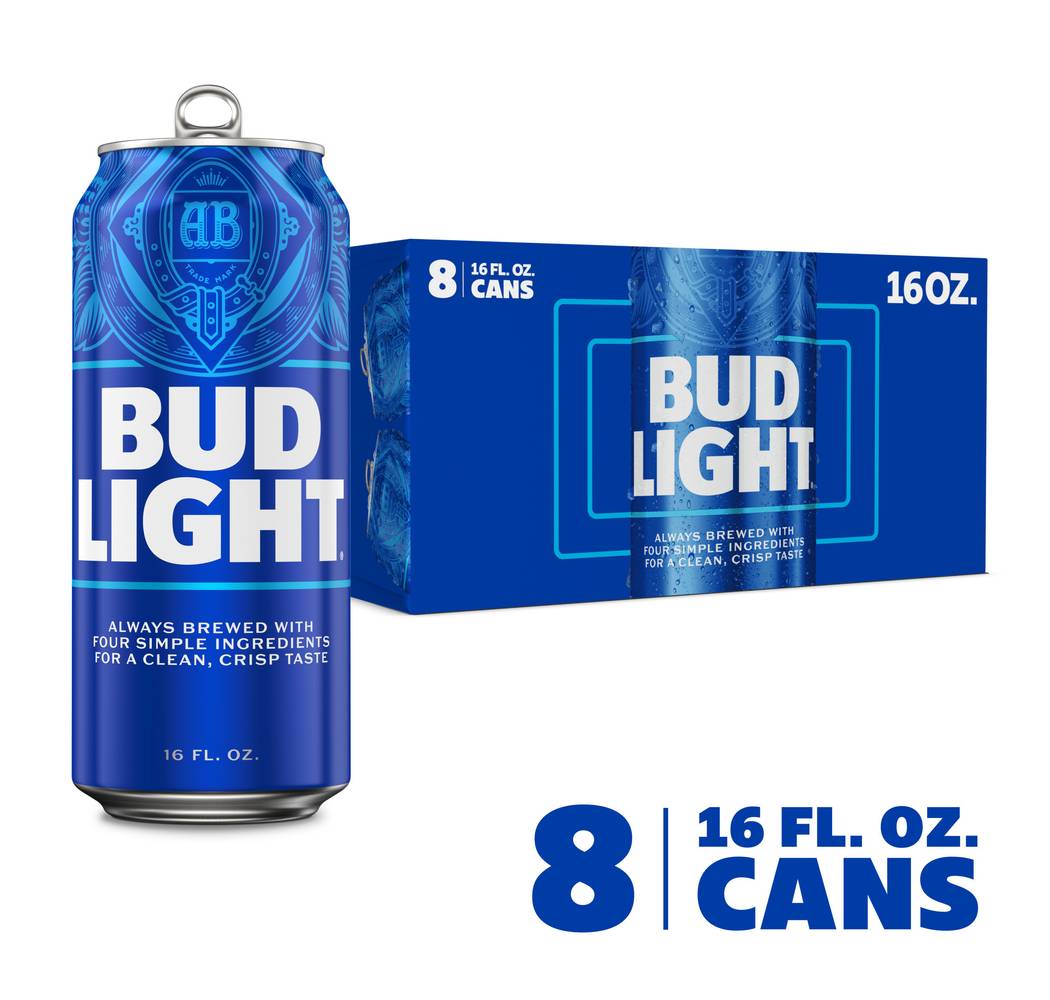 Bud Light Domestic American Lager Beer (8 x 16 fl oz)