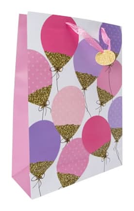 Birthday-Themed Paper Gift Bags Pastel Balloons