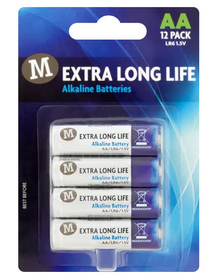 Morrisons Extra Long Life Alkaline Batteries Aa Lr6 1.5v (12 pack)