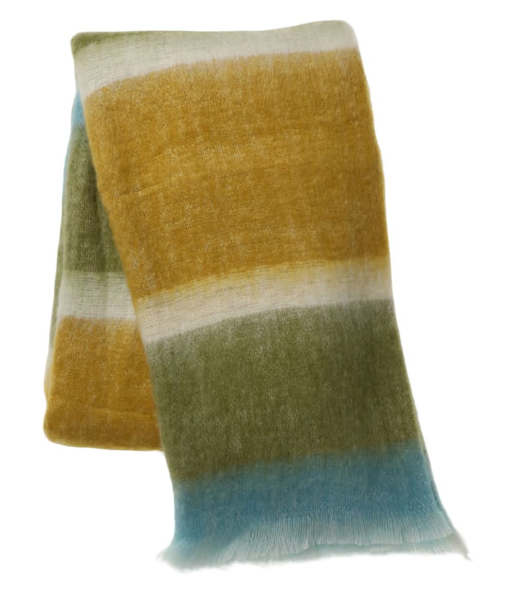 Handwoven Mohair Wool Throw Blanket 50in x 60in Green