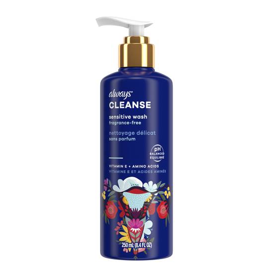 Always CLEANSE Sensitive Wash for Intimate Skin - Fragrance-Free, 8.4 fl oz